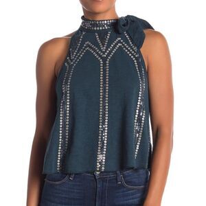 Free People Glitter City Tie Neck Tank Top sz Sm